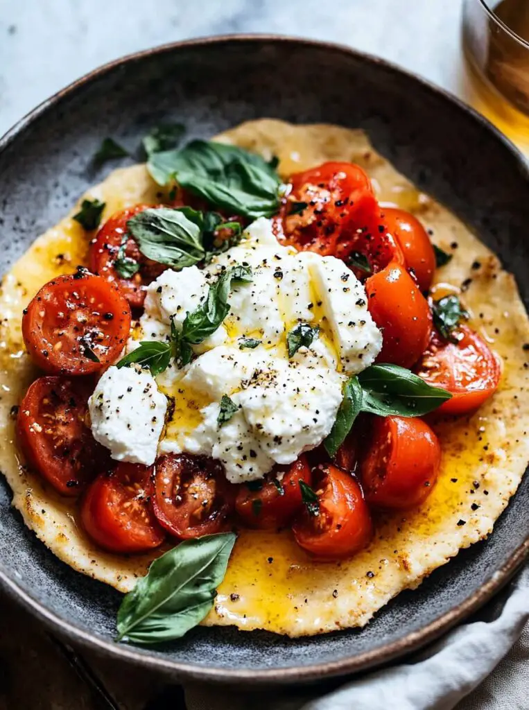 Socca with Whipped Feta and Tomato Salad