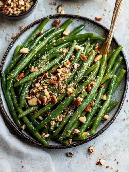 Browned Butter Green Beans with Hazelnut Dukkah
