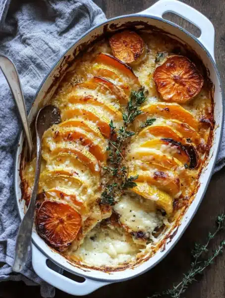 Cheesy Root Vegetable Gratin