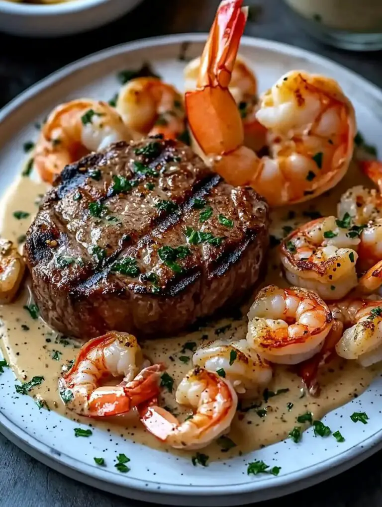 Filet Mignon with Shrimp and Lobster Cream Sauce