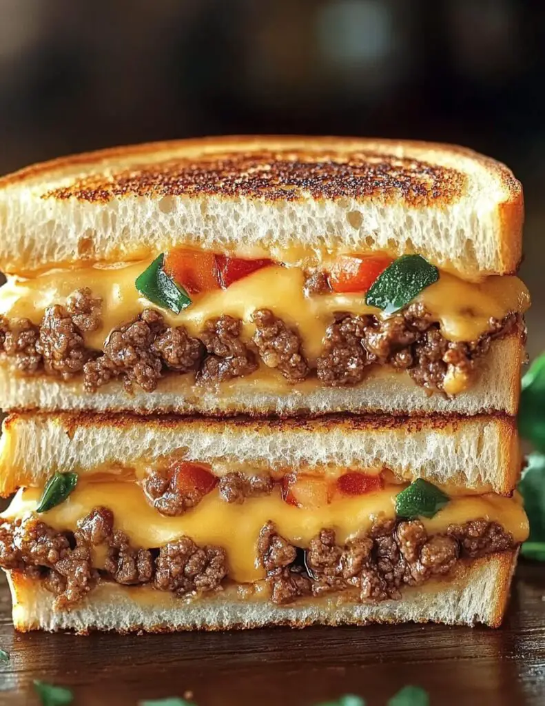 Ground Beef Grilled Cheese Sandwich