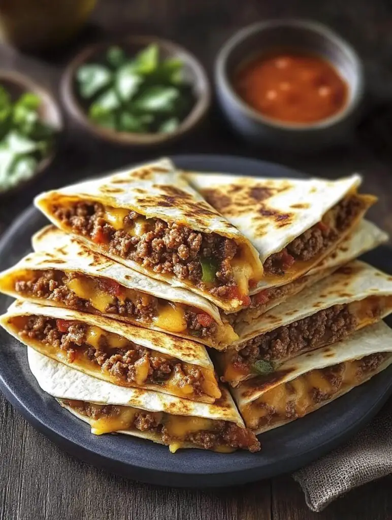 Cheesy Ground Beef Quesadillas