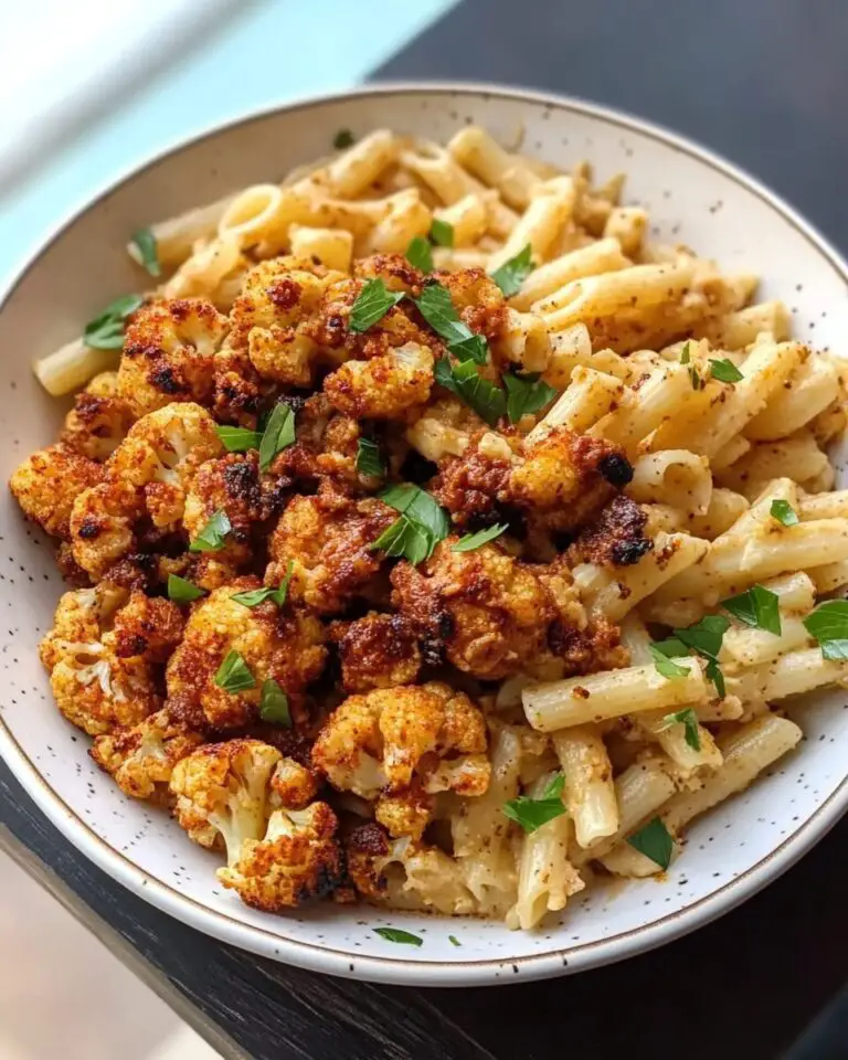 Vegan Garlic Pasta with Roasted Cajun Cauliflower