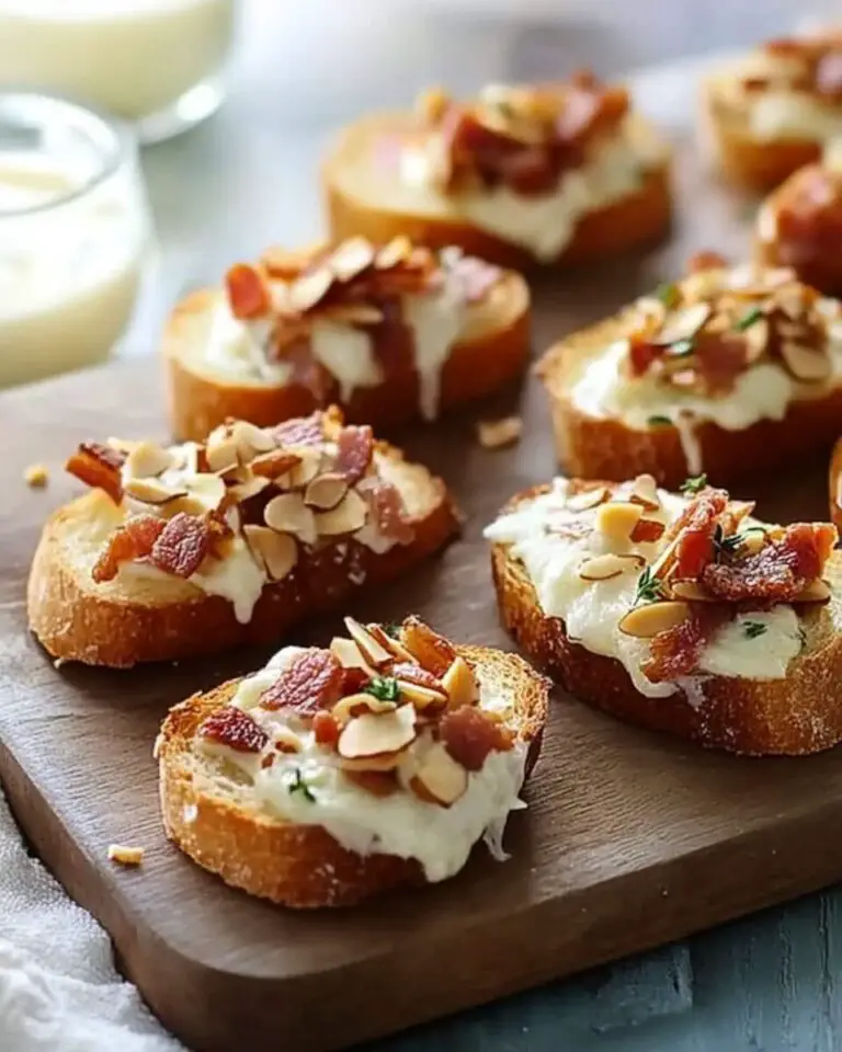 Almond-Bacon Cheese Crostini