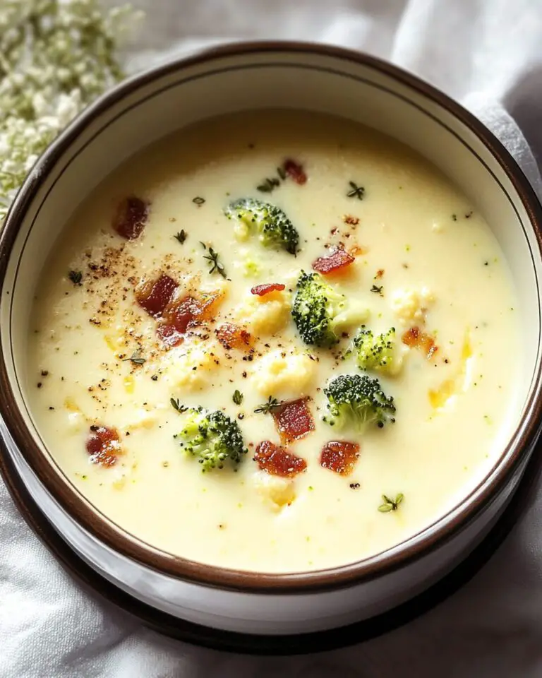 Broccoli Cauliflower Cheese Soup with Bacon