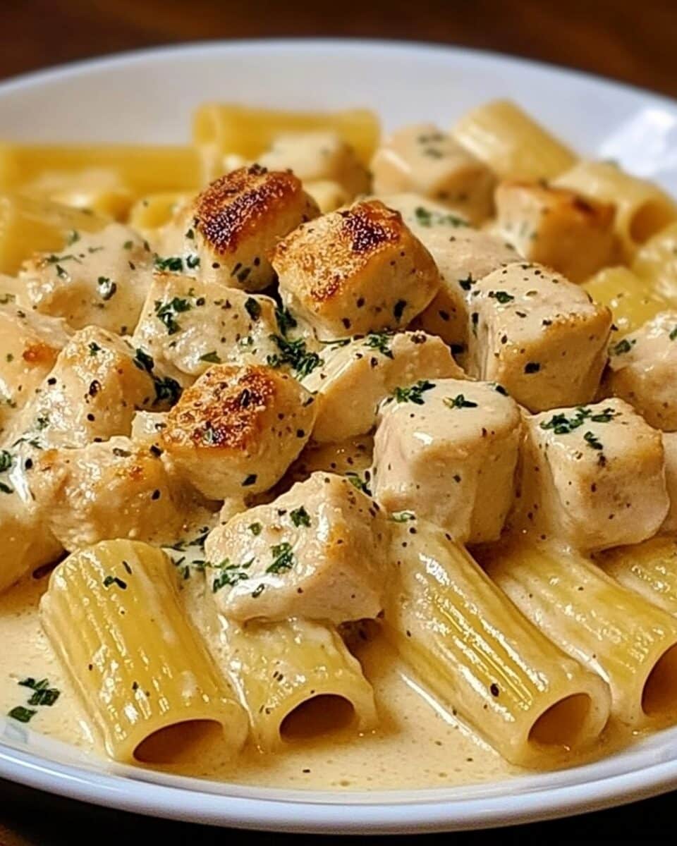 Creamy Garlic Butter Chicken and Rigatoni in Parmesan Sauce - Sophia ...