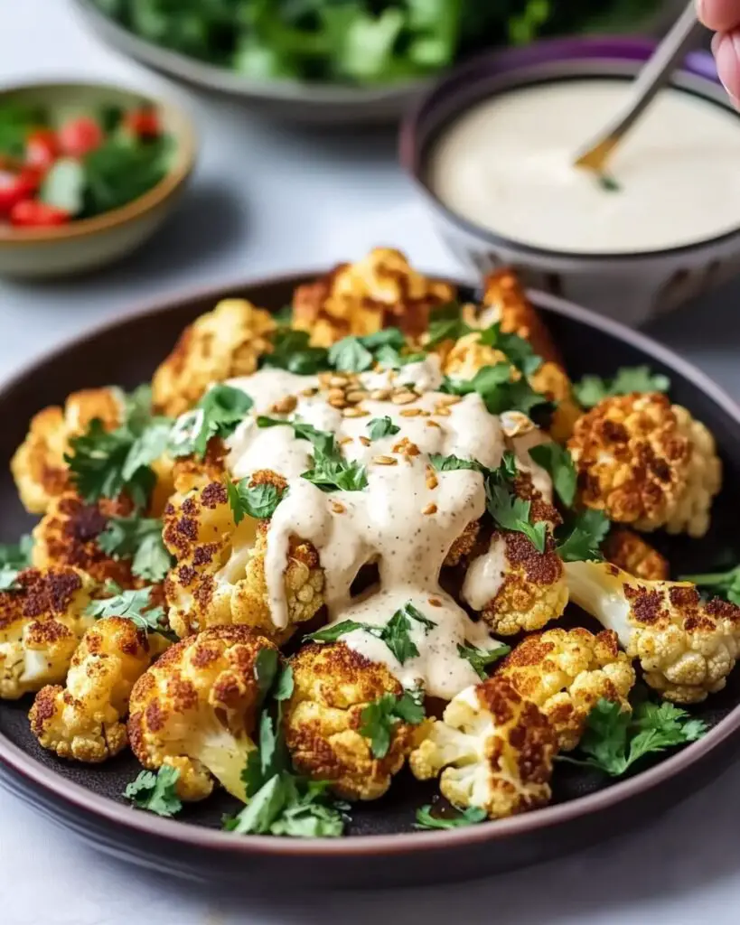 Lebanese Roasted Cauliflower with Tahini Sauce - Sophia Recipes