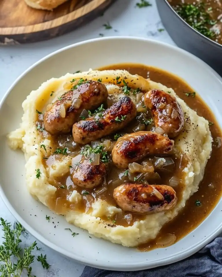 Bangers and Mash with Onion Gravy