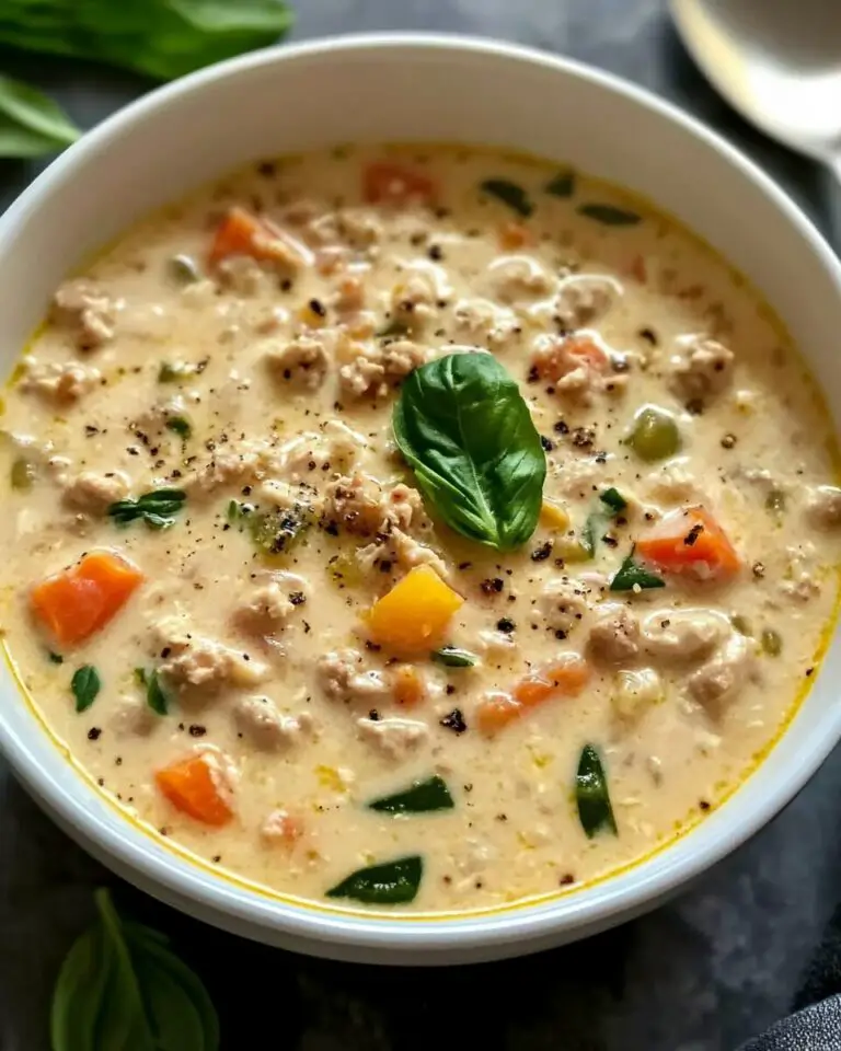 One Pot Creamy Italian Ground Chicken Soup
