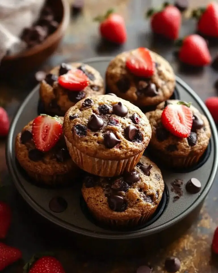 Healthy Strawberry Banana Chocolate Chip Muffins