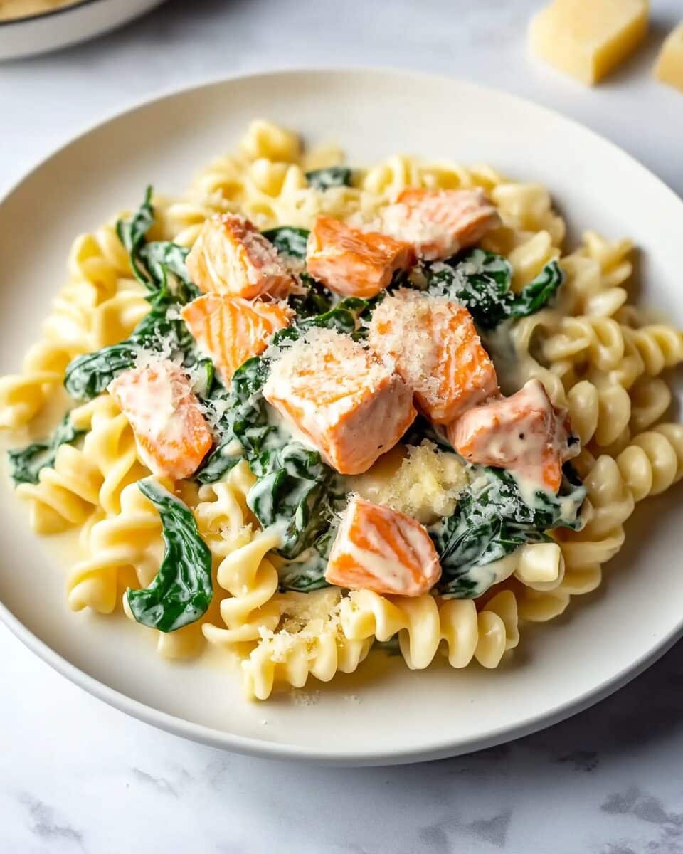Spinach Salmon Pasta - Sophia Recipes