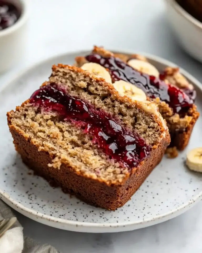 Healthy Peanut Butter and Jelly Banana Bread