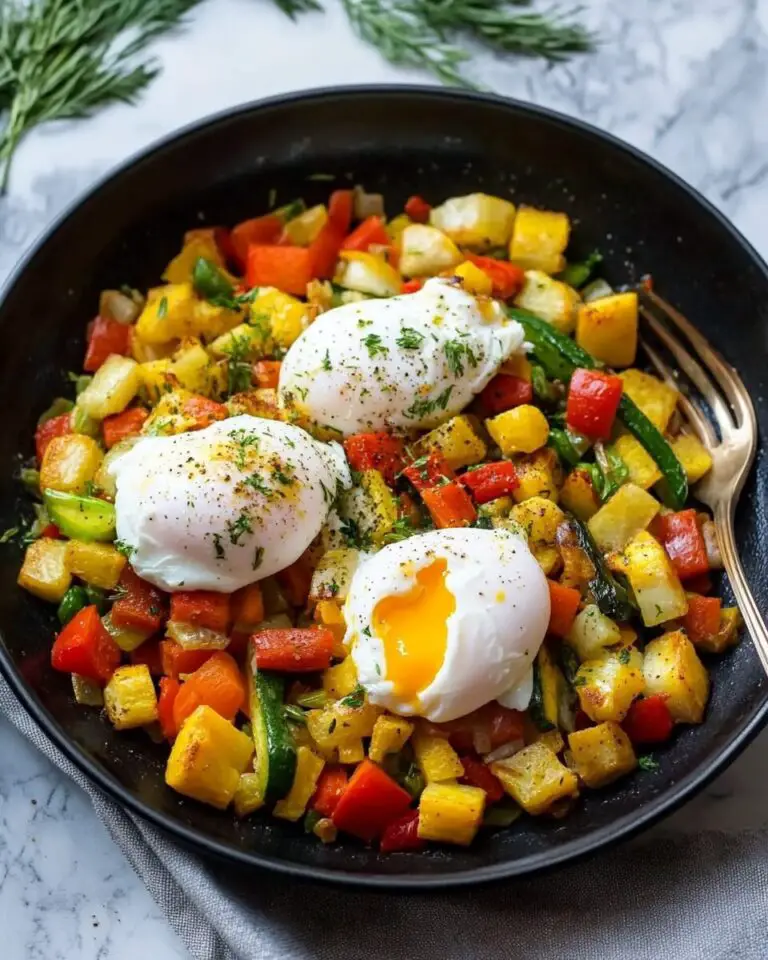Vegetable Hash with Poached Eggs