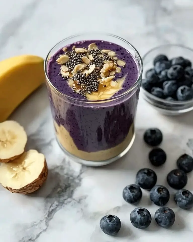 Vegan Wild Blueberry and Almond Butter Smoothie (No Banana)