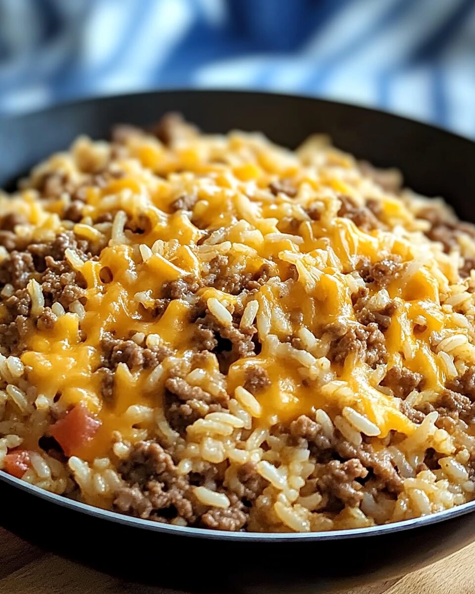 Cheesy Ground Beef and Rice Skillet - Sophia Recipes