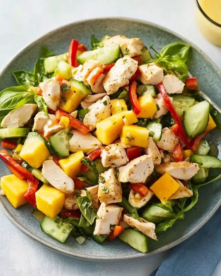 Chicken Salad with Cucumber, Red Pepper, and Honey-Mustard Dressing