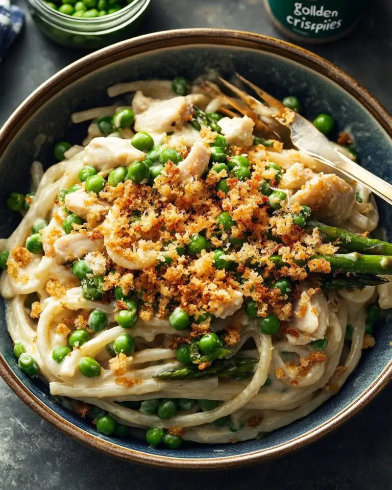 Garlic Cream Bucatini with Peas and Asparagus