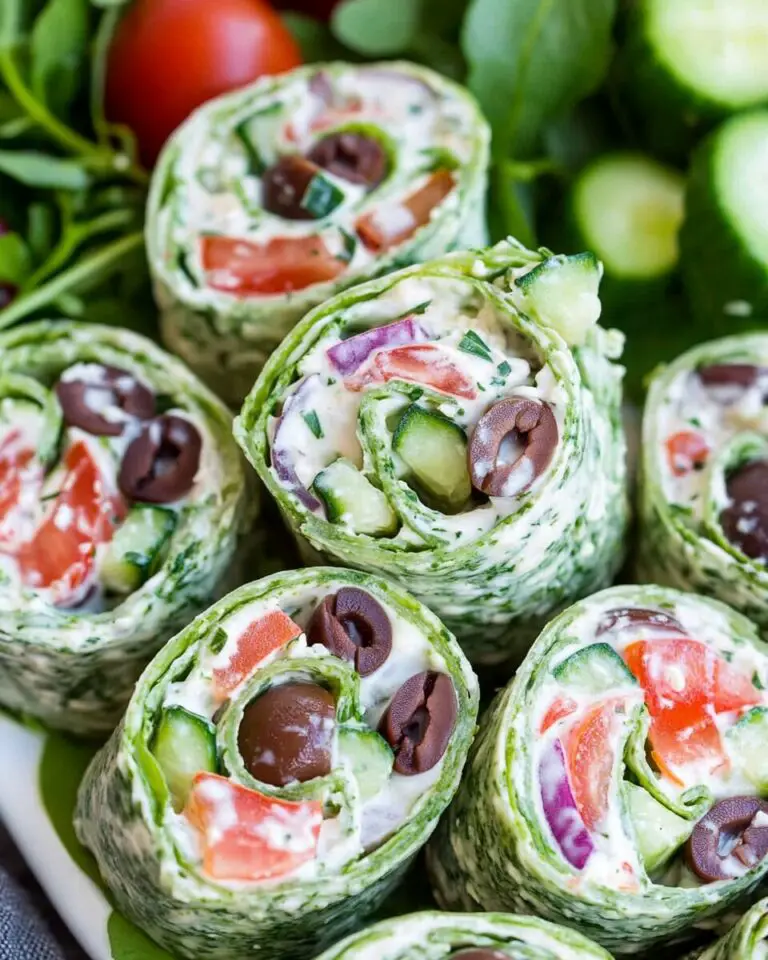 Creamy Greek Salad Pinwheels