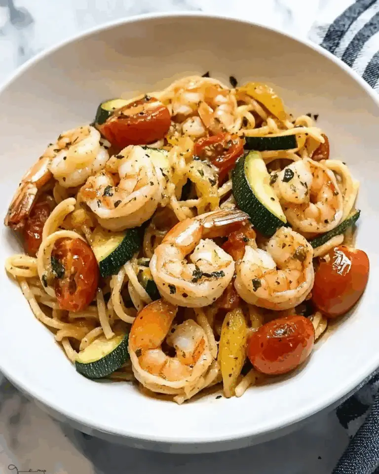 Tomato Zucchini Shrimp Pasta