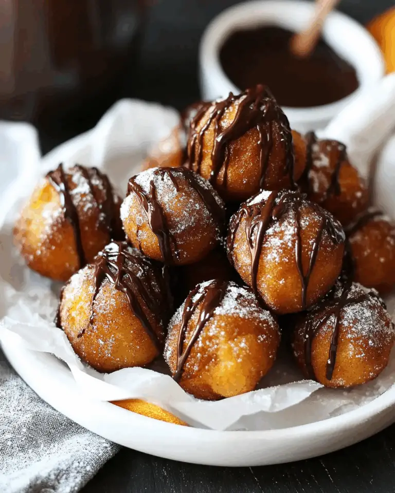 Pumpkin Doughnut Bites with Dark Chocolate Drizzle