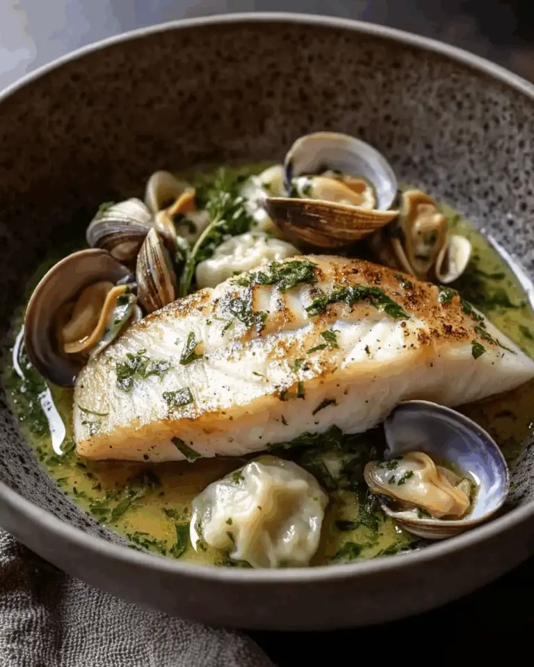 Herb Dumplings and Clams in Vermouth Sauce