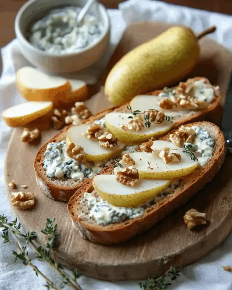 Pear and Gorgonzola Cheese on Toasted Walnut Bread