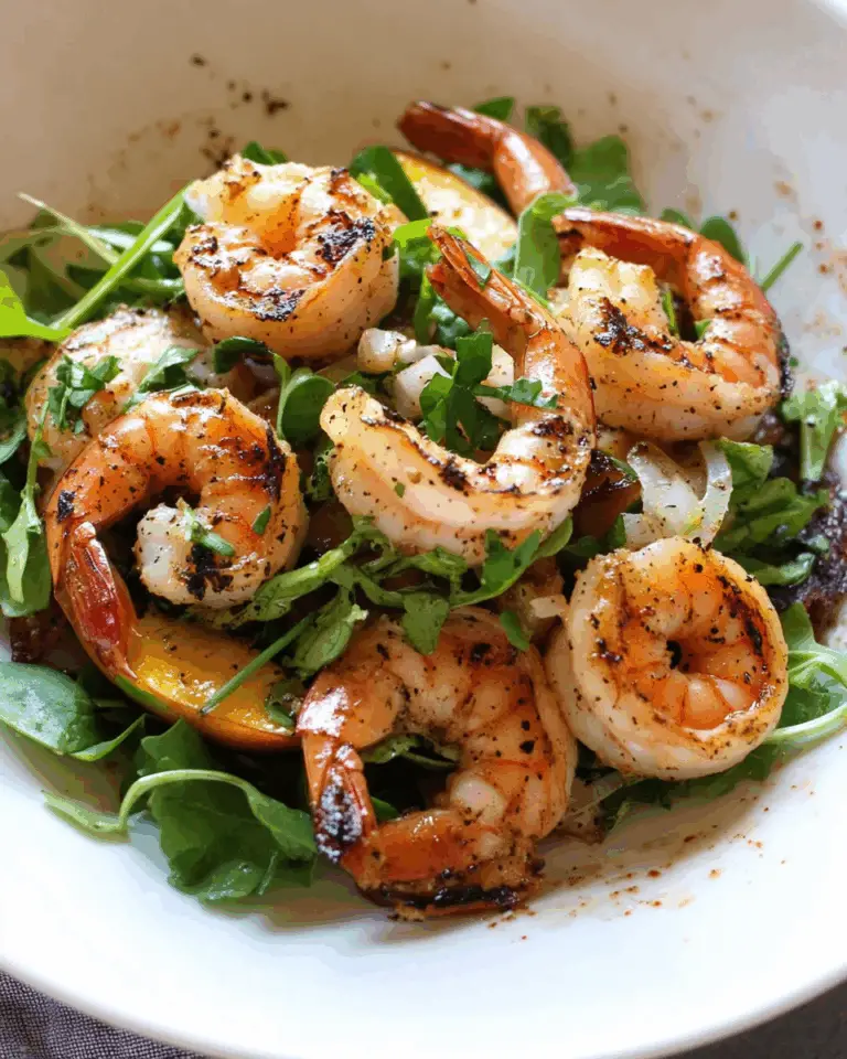 Spicy Grilled Shrimp with Tangy Peach Salad