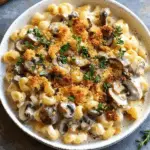 Cheesy Mushroom Pasta with Breadcrumbs and Thyme
