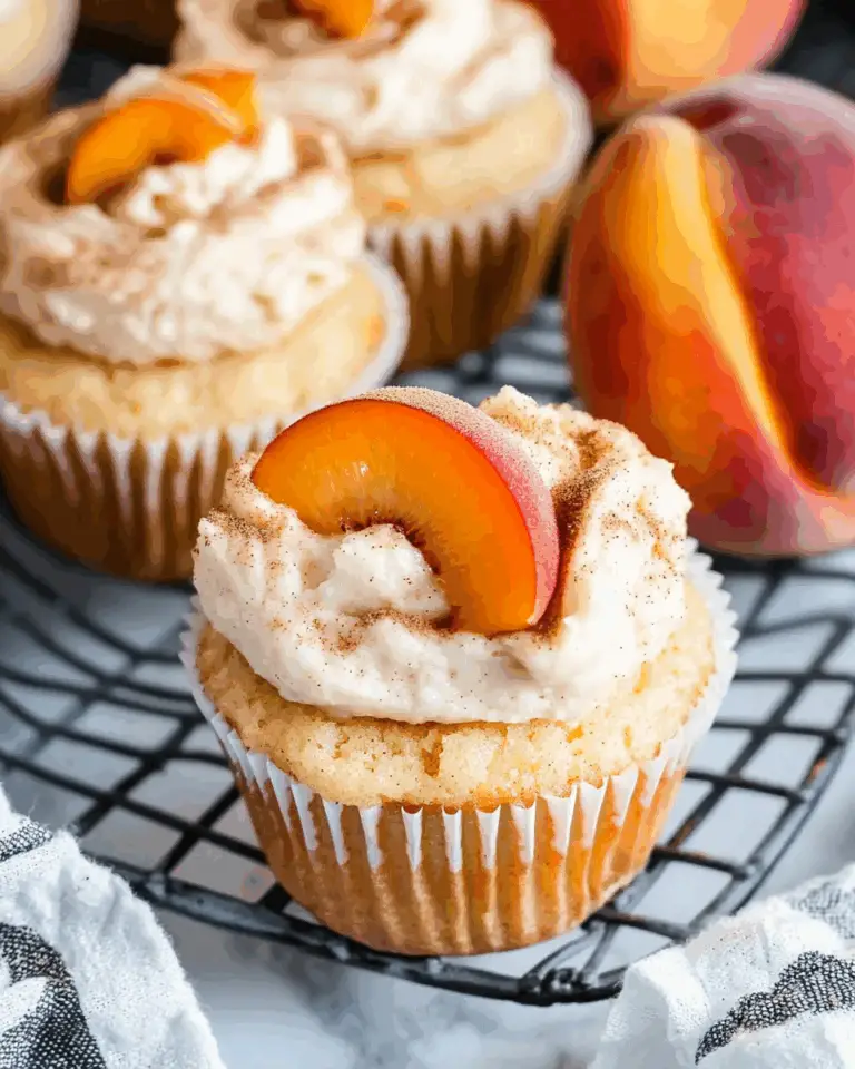 Peach Cupcakes with Cinnamon Cream Cheese Frosting