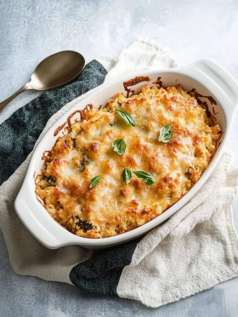 Cheesy Italian Turkey Cauliflower Rice Casserole