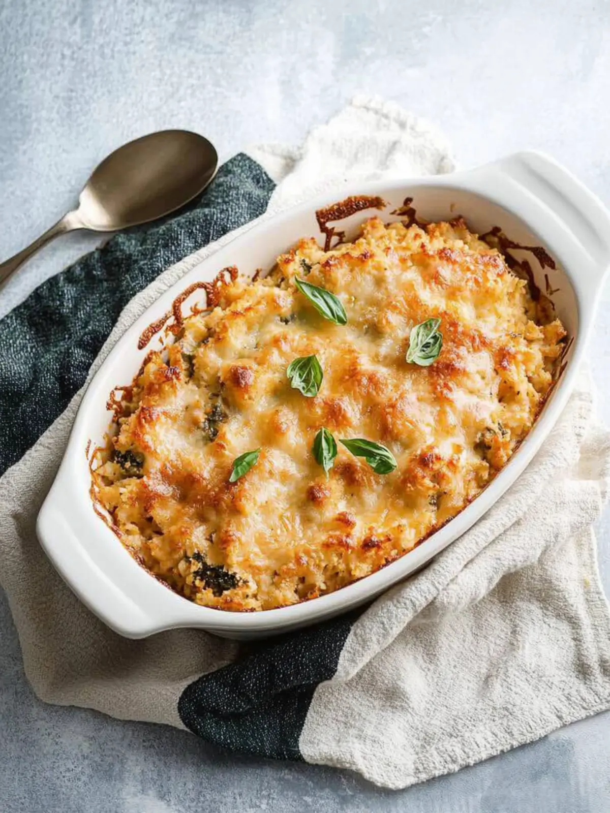 Cheesy Italian Turkey Cauliflower Rice Casserole