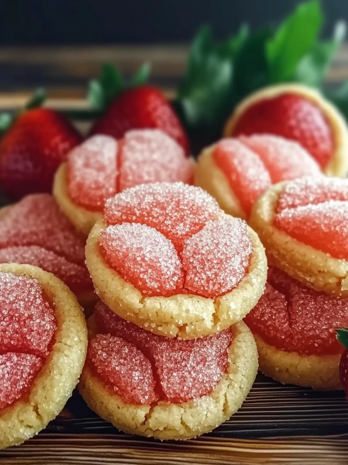 Strawberry Sugar Cookies with Sparkling Strawberry Sugar
