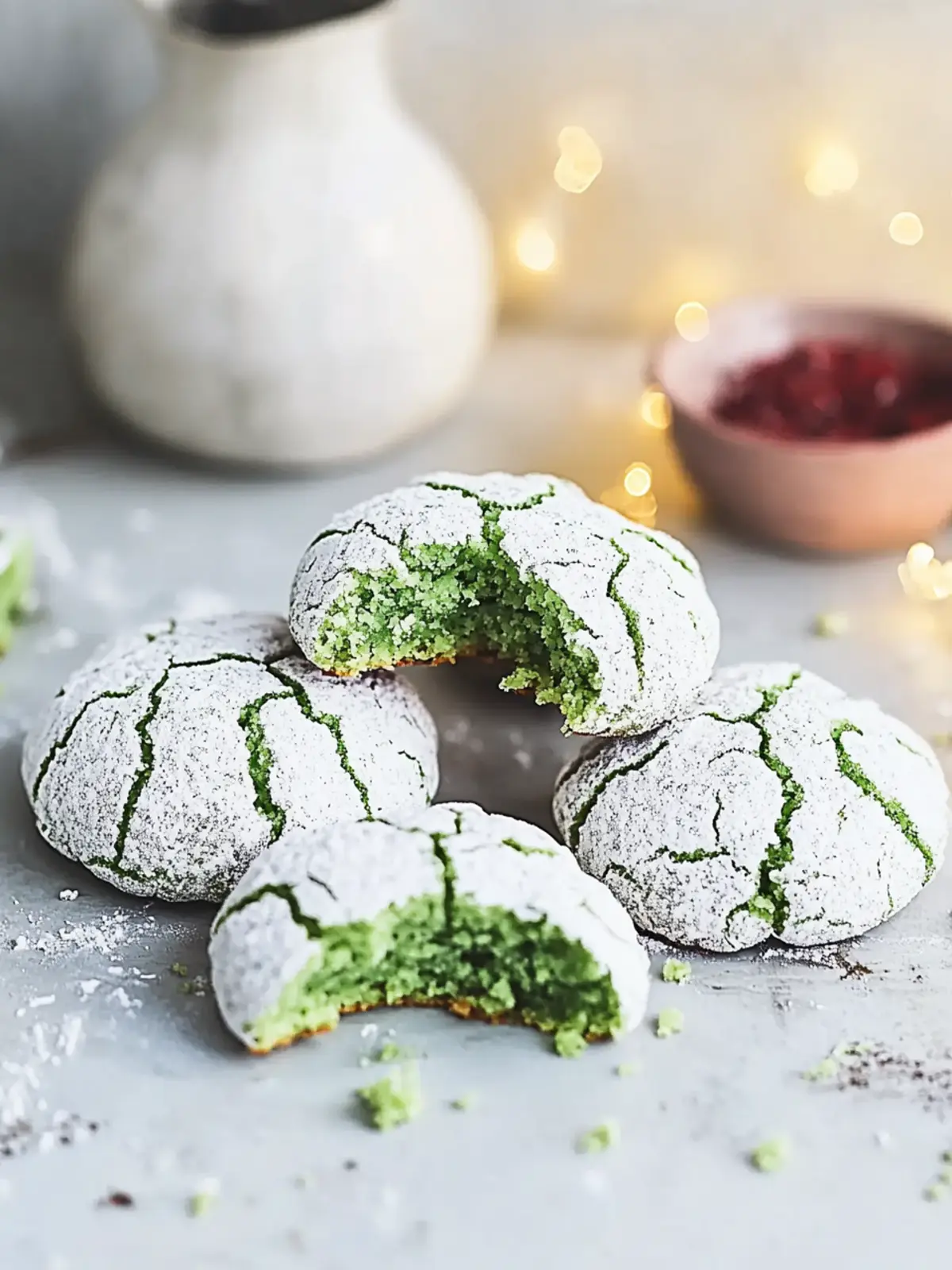 Pandan Crinkle Cookies