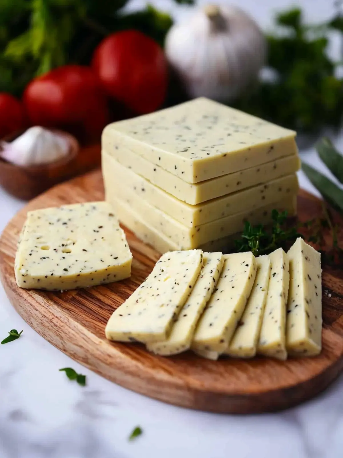 Vegan Cheese with Garlic and Herbs