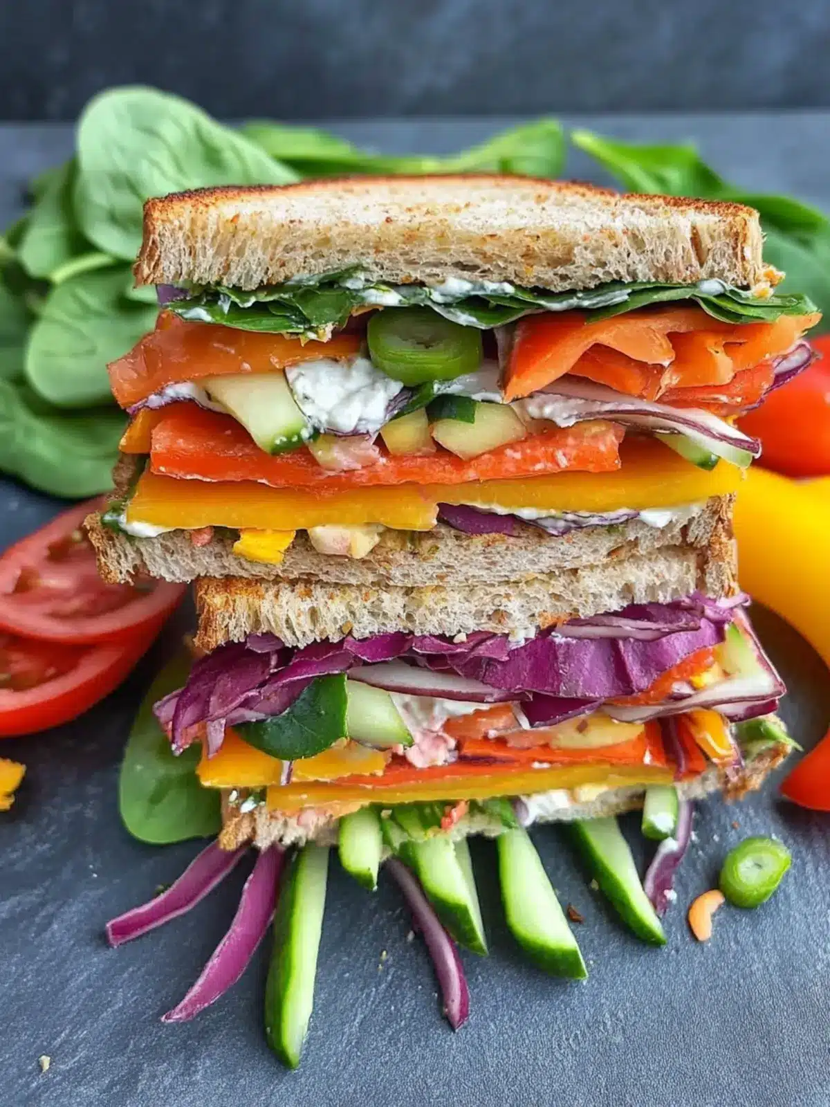 Rainbow Vegetable Sandwich