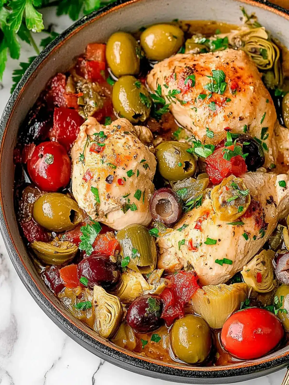 Chicken Provençal with Olives and Artichokes