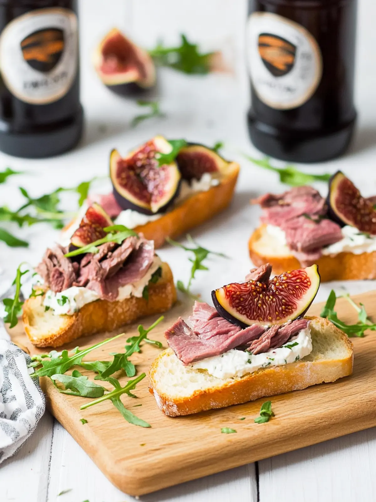 Roast Beef, Herb Cream Cheese, and Fig Jam Crostini’s