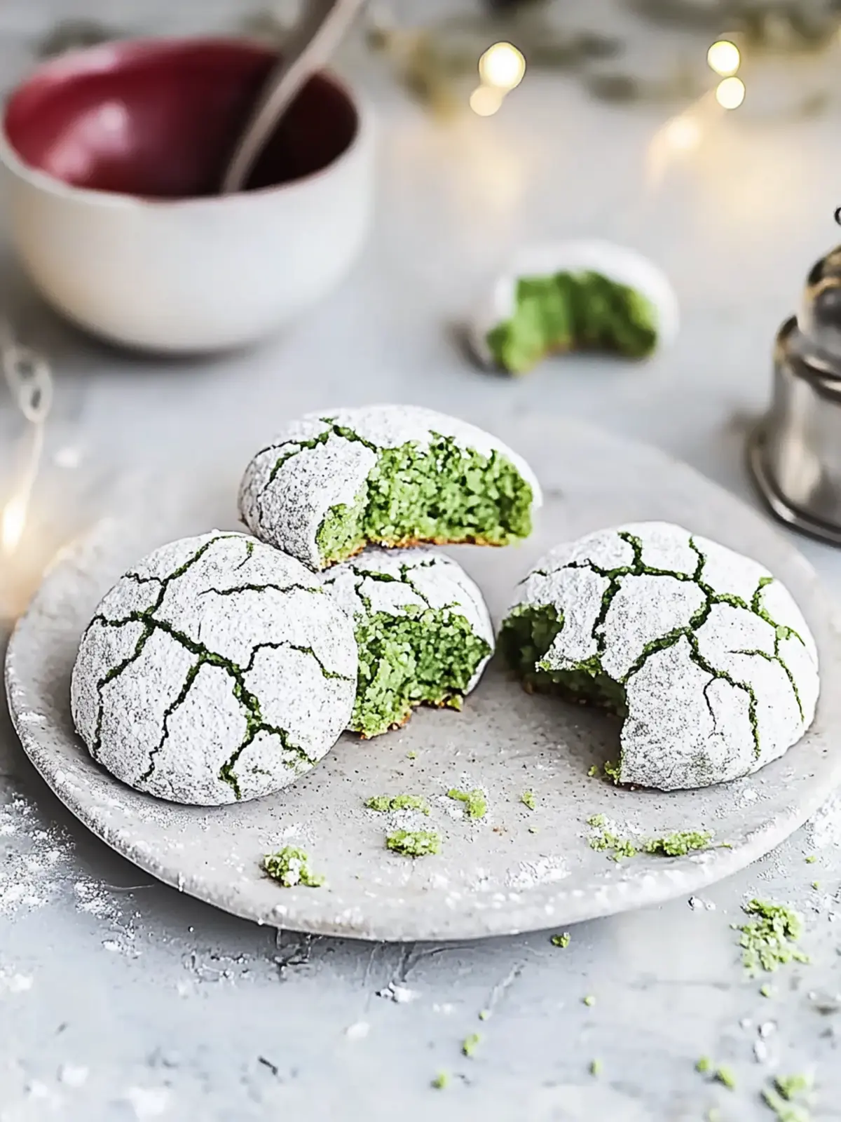 Pandan Crinkle Cookies