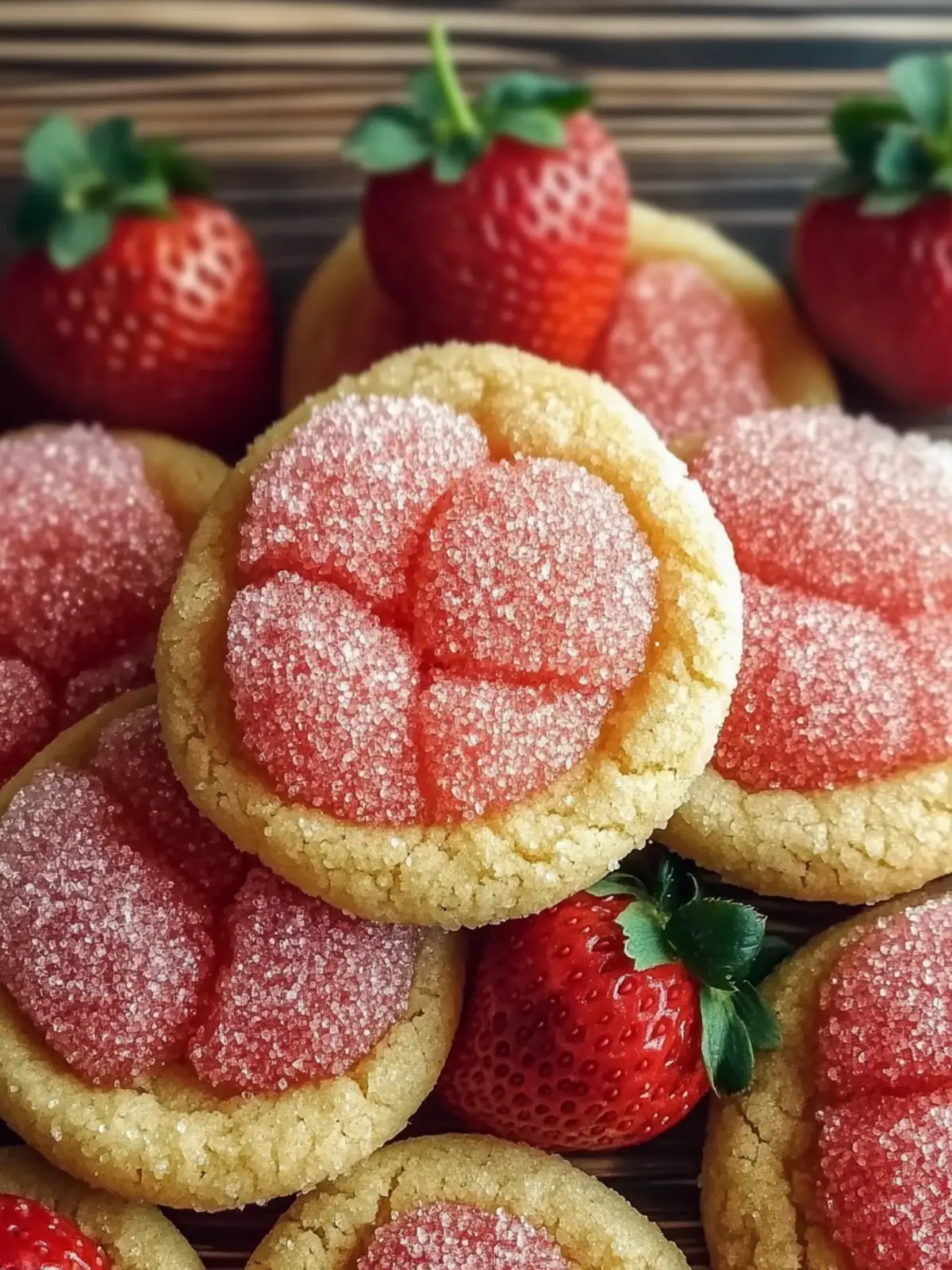 Strawberry Sugar Cookies with Sparkling Strawberry Sugar