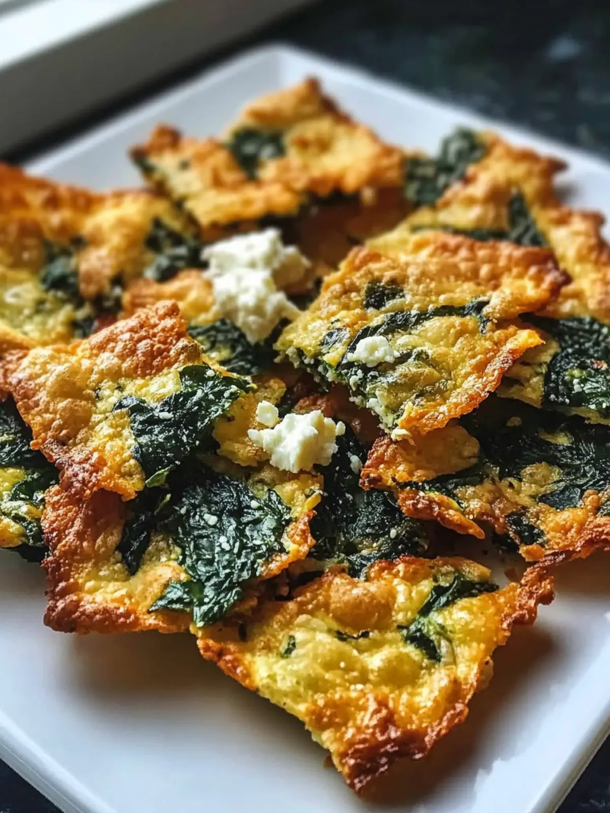 Mediterranean Spinach and Feta Cheese Crisps