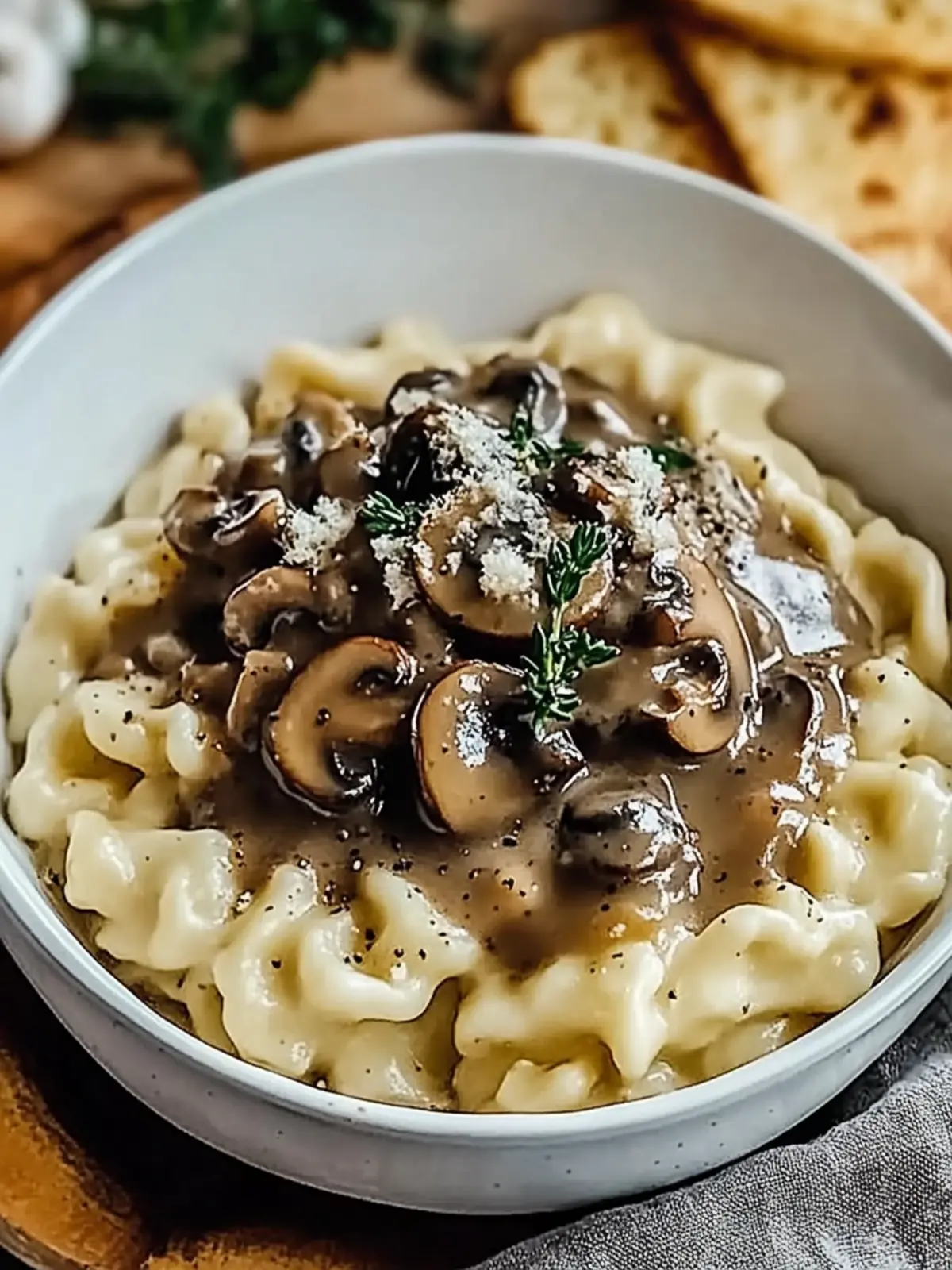 Authentic German Spaetzle with Mushroom Sauce