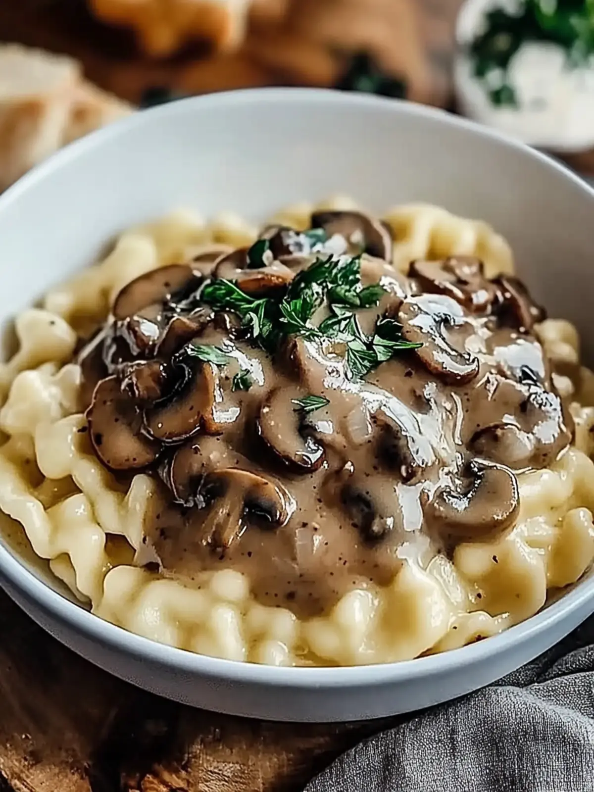 Authentic German Spaetzle with Mushroom Sauce