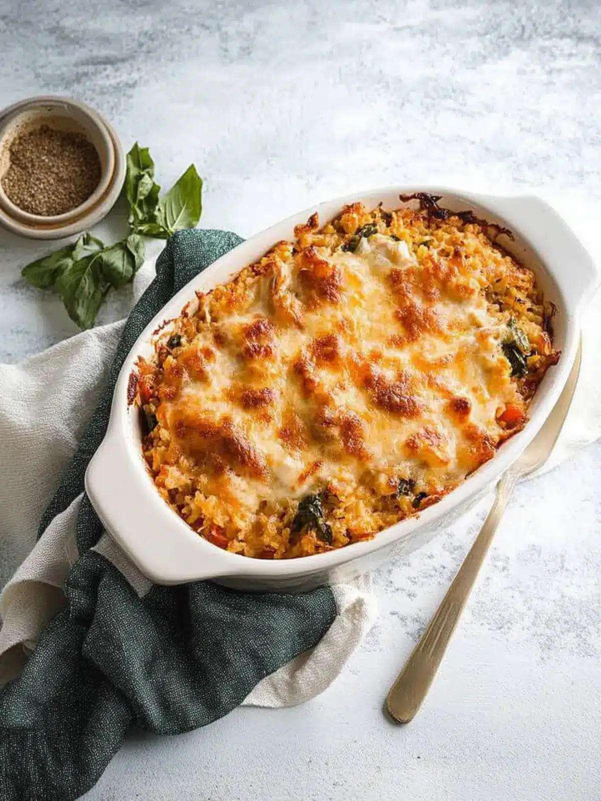 Cheesy Italian Turkey Cauliflower Rice Casserole