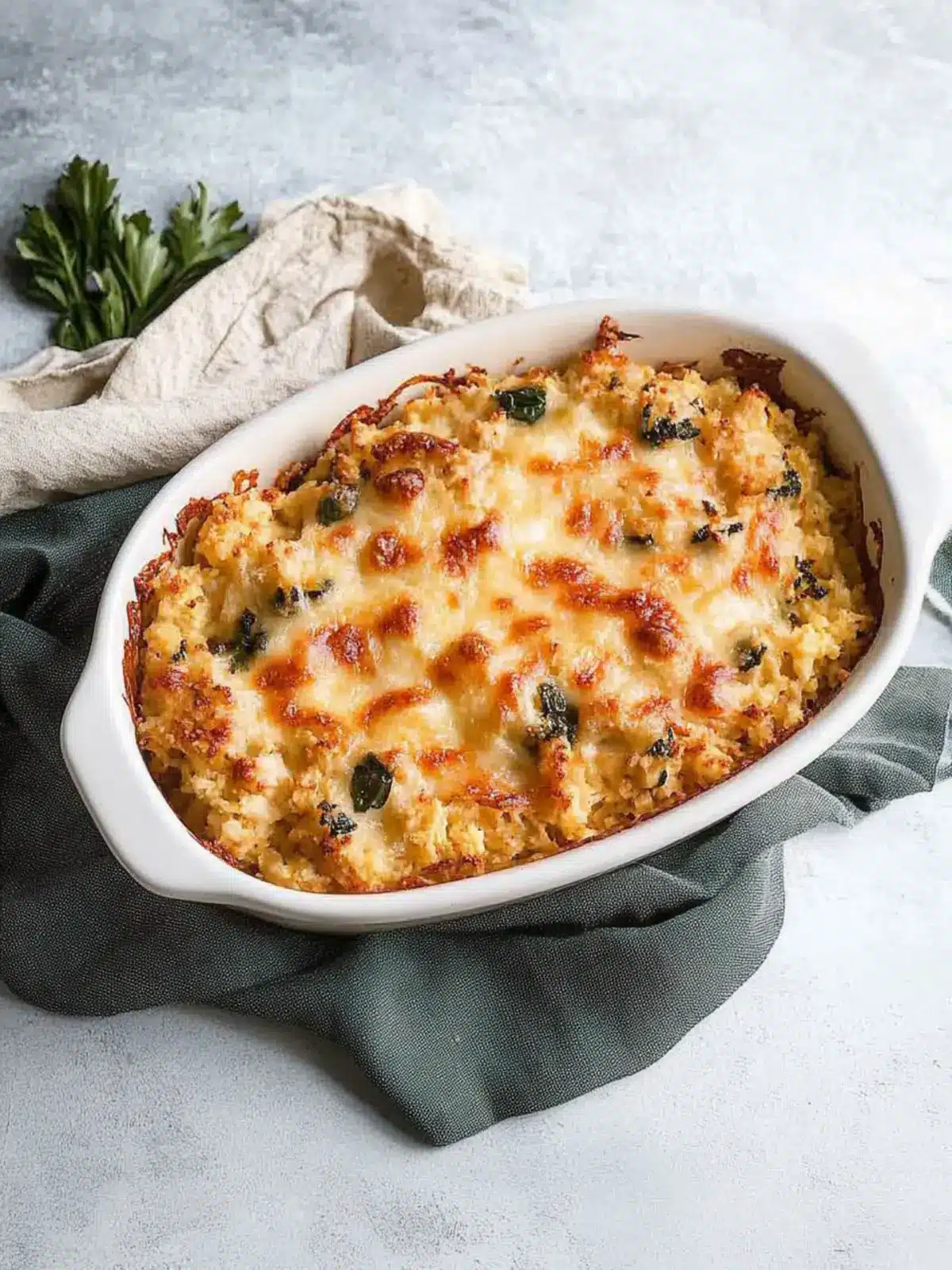 Cheesy Italian Turkey Cauliflower Rice Casserole