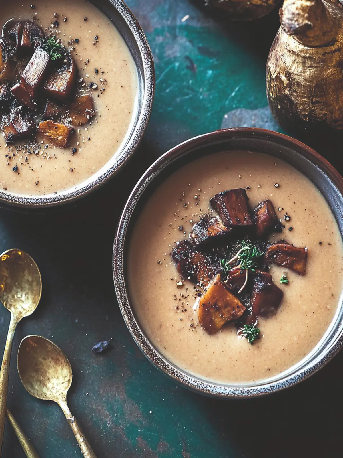 Creamy mushroom and parsnip soup