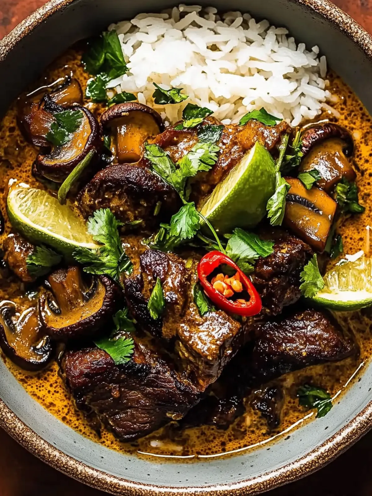 Lemongrass Coconut Braised Beef with Mushrooms