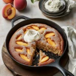 Brown Sugar Peach Skillet Cake with Vanilla Whipped Cream