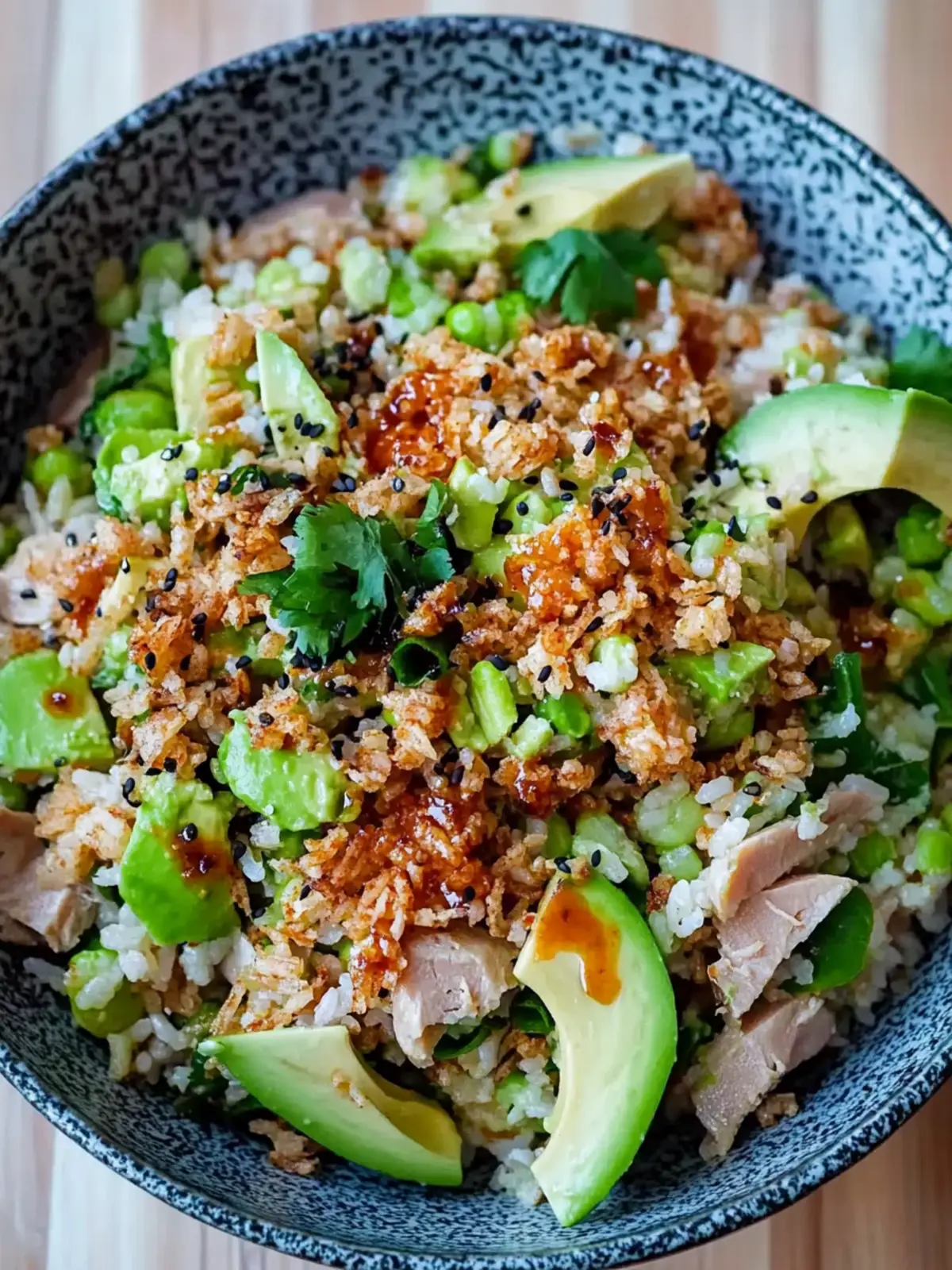 Tuna Avocado Crispy Rice Salad