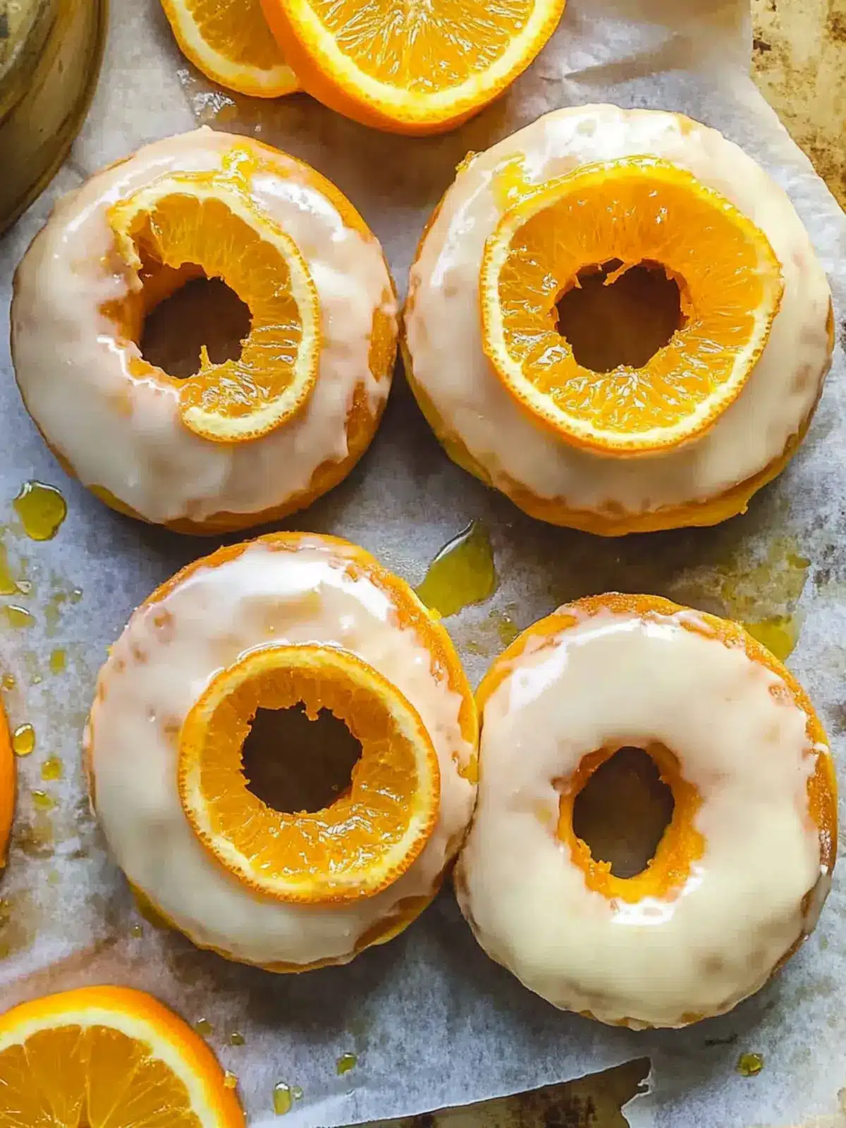 Sticky Orange Olive Oil Baked Donuts