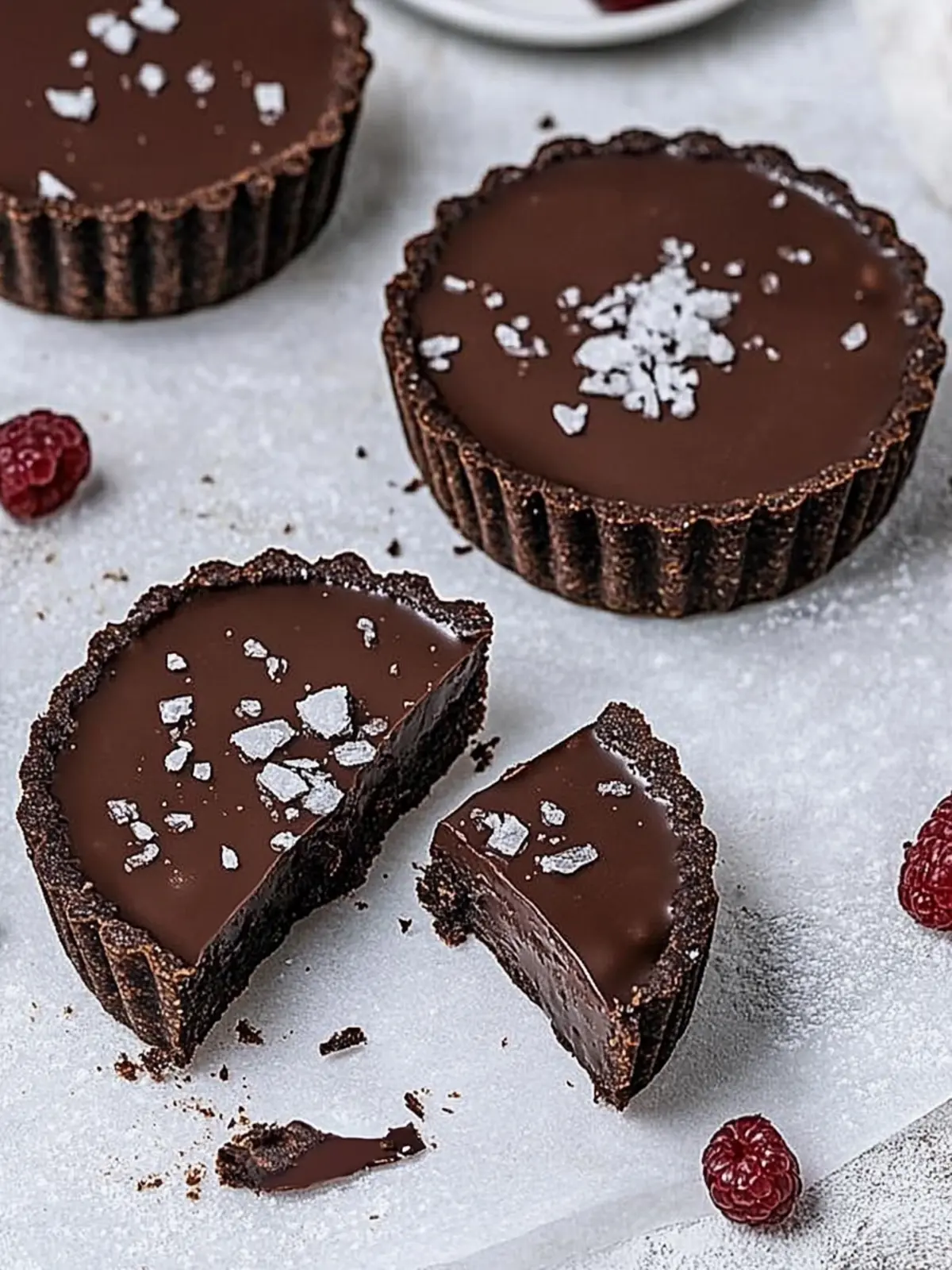 Vegan Salted Dark Chocolate Tarts